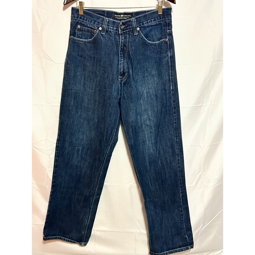 Ecko Unltd Mens Baggy Jeans Dark Wash Denim‎ Y2K Streetwear Size 30